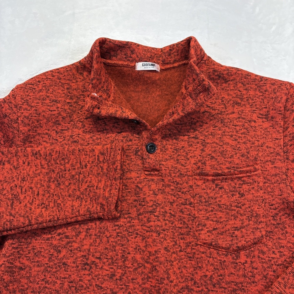COOFANDY Henley Sweater Shirt Men's Medium Red Pullover Pocket Athlesiure